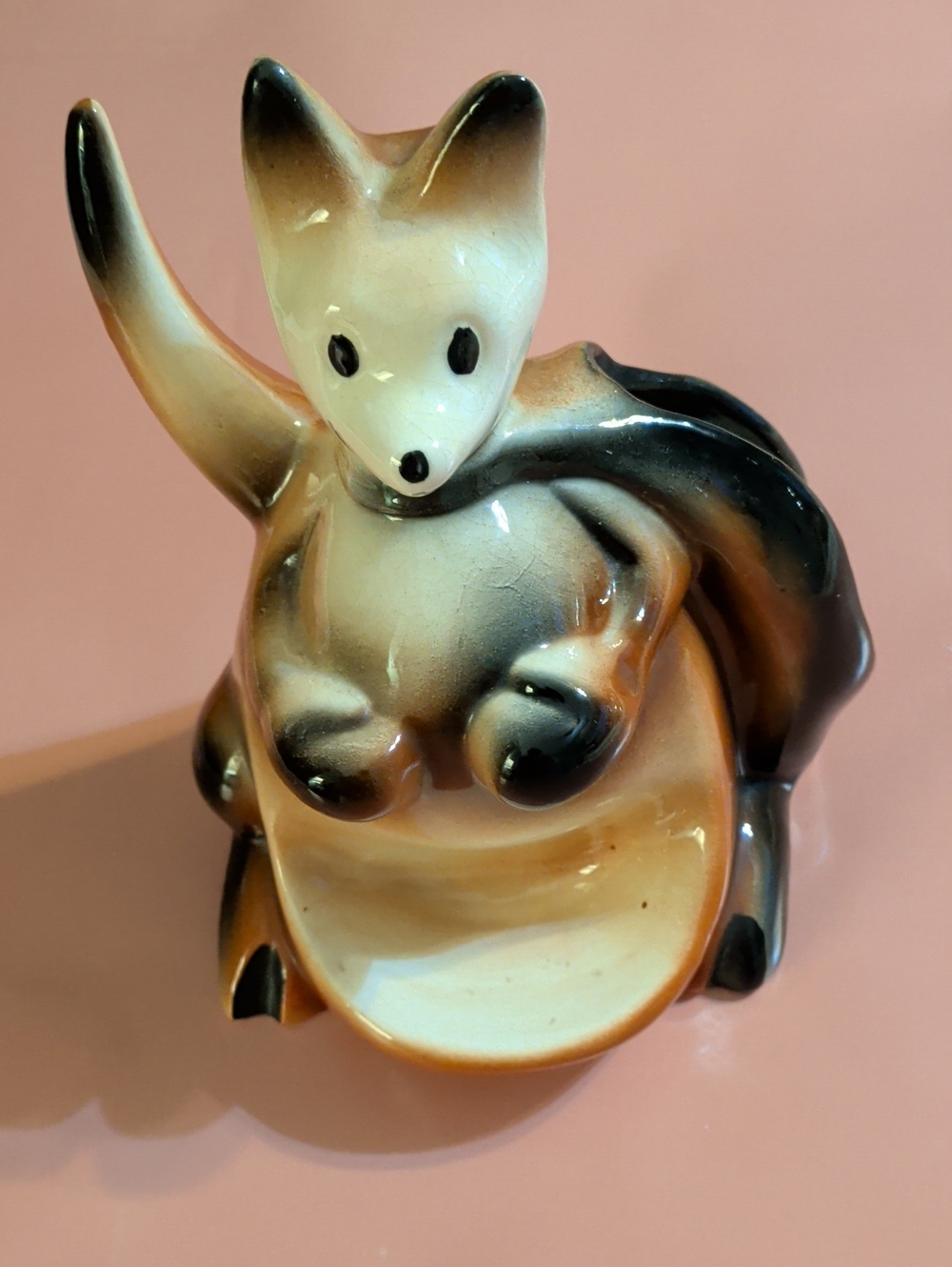 Vintage Ceramic Kangaroo Figurine in Cream and Brown